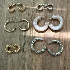 Elegant Gold and Silver Hoop Earrings Set